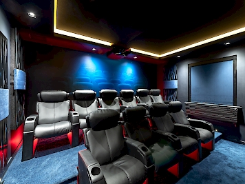 Cinema room with mood lighting which can be red... or you can chose another colour to match the occasion.